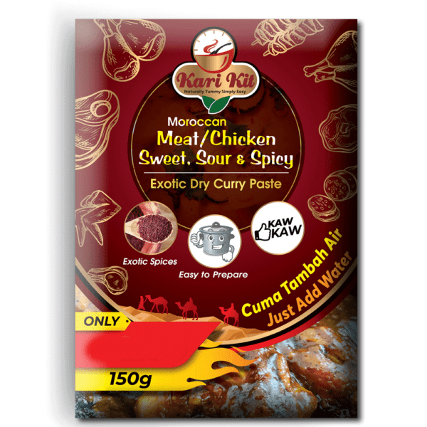 Kari Kit Moroccan Meat / Chicken Sweet, Sour & Spicy Curry Paste (150 Gram Pack)