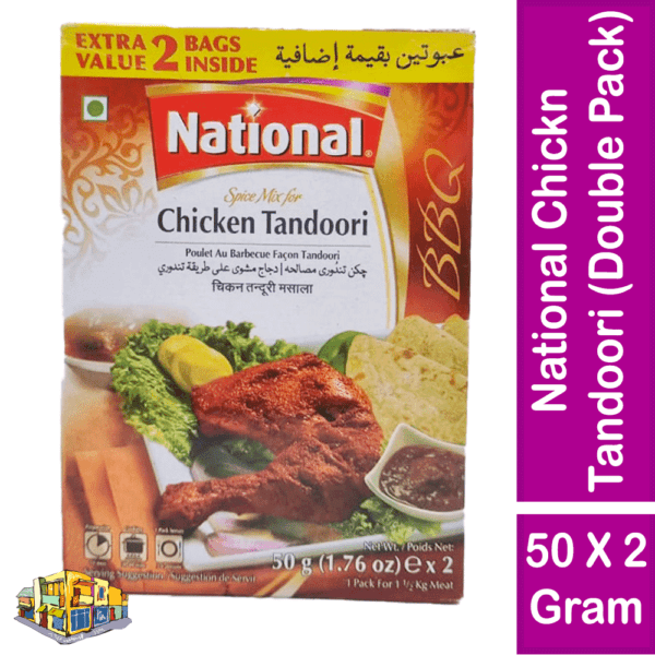 National Chicken Tandoori Masala Mix Spice Double (50+50=100 Gram) Pack