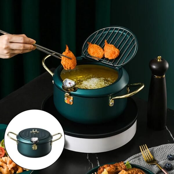 304 Stainless Steel Tempura Fryer Pan Kitchen Oil Frying Pot Temperature Control Fuel-Efficient Fried Fish Shrimp Chicken Pot