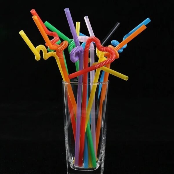 Multicolor Plastic Straws Kitchen Beverage Disposable Drinking Straw Cocktail Wedding Party Accessories