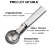 Premium Stainless Steel Ice Cream Scoop with Trigger Fruit Scoop Perfect for Frozen Yogurt Sundae Ice Cream Meatball - Image 3